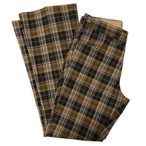 Vintage‎ 70s Lee Fastbacks Plaid Flared Trousers Green Gold Mens 32x31 USA Made